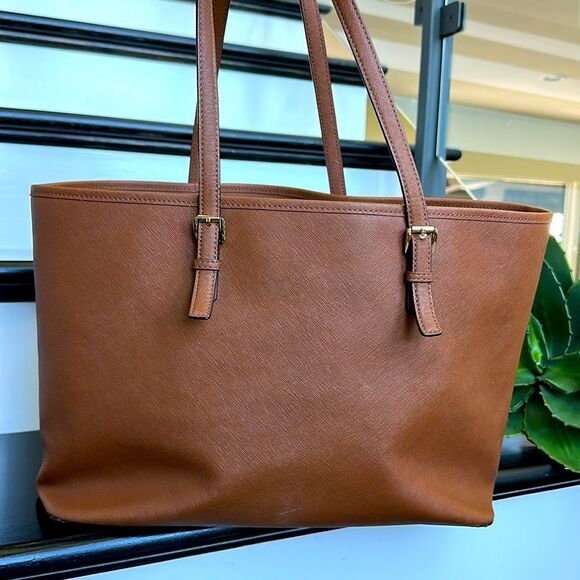 Michael Kors Genuine Leather Jet Set Tote Shoulder Bag Brown - Picture 6 of 15